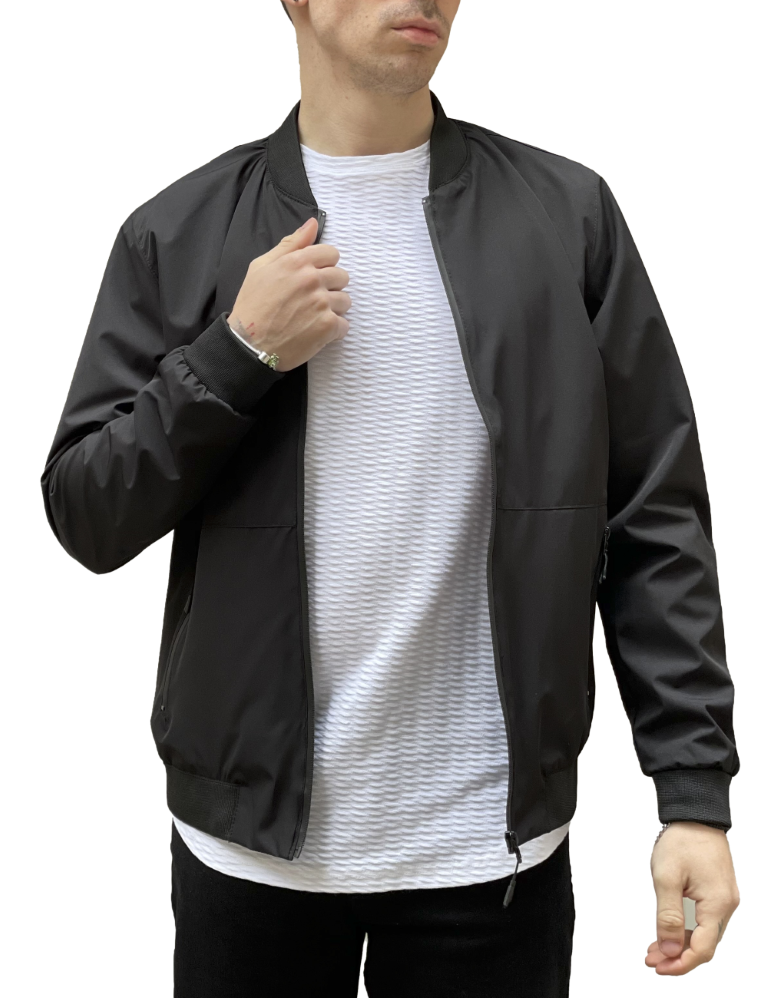 Ανδρικό μαύρο ελαφρύ Bomber Jacket WS2803M φωτογραφία